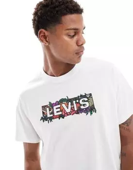 Levi's – Белая свободная футболка с логотипом в рамке из разноцветных фруктов