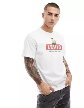 Levi's – белая свободная футболка с логотипом в ковбойской рамке