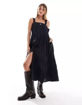 Levi's - Cici - Черное хлопковое платье миди без рукавов