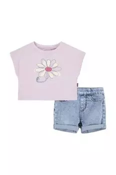 Levi's Детский комплект футболка и шорты LVG FLORAL DOLMAN, розовый
