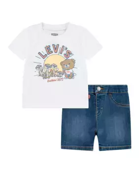 Levi's Friends джинсовая футболка и шорты (2 штуки) для мальчика, белый