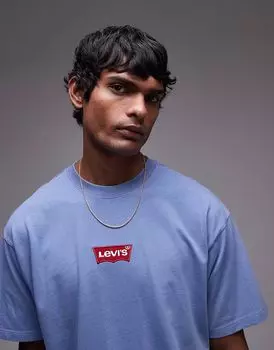 Levi's - Футболка свободного кроя светло-голубого цвета с винтажным кроем и логотипом летучей мыши по центру