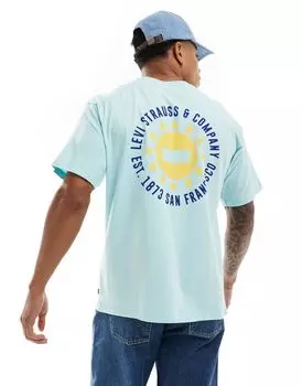 Levi's – голубая футболка с принтом солнца на спине и логотипом