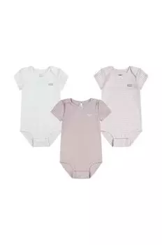 Levi's Хлопковое детское боди LVG 3PK BOW BODYSUIT SET, 3 шт., розовый