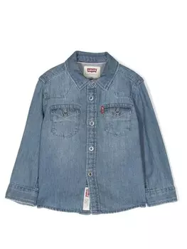 Levi's Kids джинсовая рубашка на пуговицах, синий