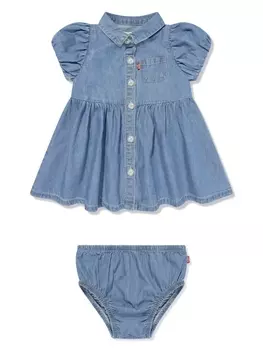 Levi's Kids джинсовое платье-рубашка с объемными рукавами, синий