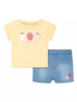 Levi's Kids комплект из футболки и шортов с принтом, синий