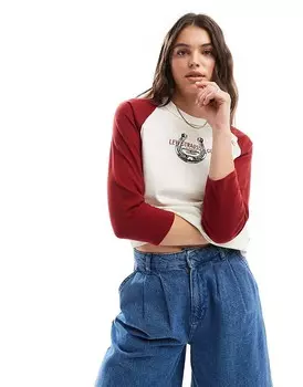Levi's — кремовая бейсбольная футболка с длинными рукавами и логотипом в виде подковы