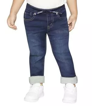 Levi's Little Boys 2T-7X Джинсовые брюки скинни с принтом и завязками на завязках, синий