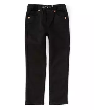 Levi's Little Boys 2T-7X Джинсовые брюки скинни с принтом и завязками на завязках, черный