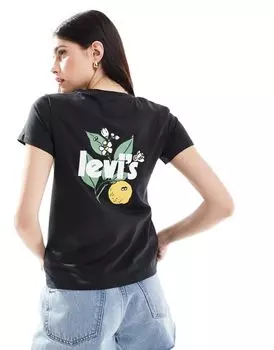 Levi's - Perfect - Черная футболка с логотипом и лимонным принтом