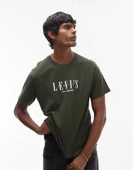 Levi's – Повседневная футболка темно-зеленого цвета с логотипом на груди