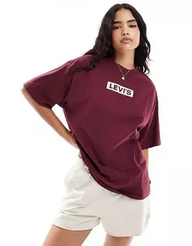 Levi's – Short Stack – Бордовая свободная футболка с нашивкой-логотипом