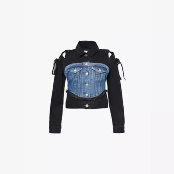 Levi'S x adsb andersson bell half trucker облегающая джинсовая куртка с контрастными вставками Levis, индиго