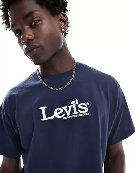 Levi's x ASOS Exclusive – Темно-синяя футболка с логотипом в стиле ретро на груди