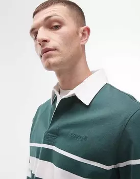 Levi's – зеленая рубашка-поло в стиле регби с полосками и логотипом