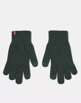 Levi's – зеленые трикотажные перчатки для сенсорного экрана с логотипом