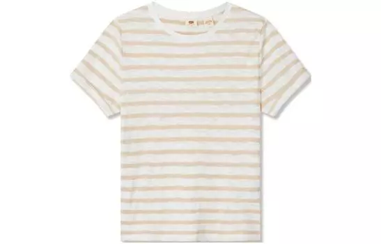 Levis Футболка Levi's Regular, женская, коричневая, в белую полоску