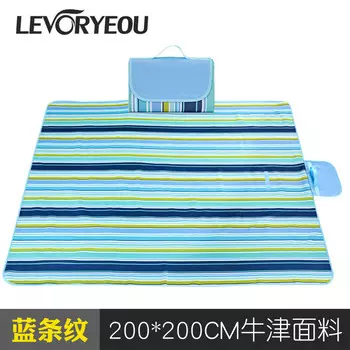 Levoryeou уличный Оксфордский коврик для пикника, парковый коврик для отдыха, газона, ткань, водонепроницаемая и влагостойкая, портативная, 200*200 полосок синего цвета