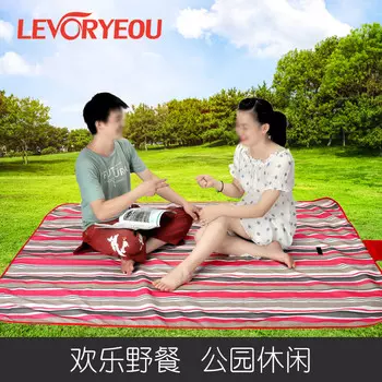 Levoryeou уличный Оксфордский коврик для пикника, парковый коврик для отдыха, газона, ткань, водонепроницаемая и влагостойкая, портативная, 200*150 полосок зеленого цвета