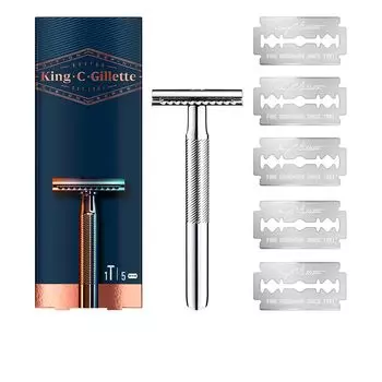 Лезвия бритвы Gillette king double edge safety razor + 5 blades Gillette, 5 лезвий