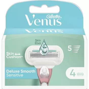 Лезвия для бритвы Deluxe Smooth Sensitive Gillette Venus, 4 шт.