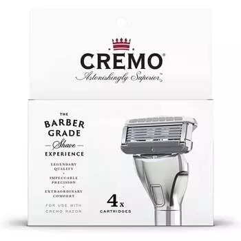 Лезвия для мужской бритвы Cremo Barber Grade, 4 сменных стержня, серебро