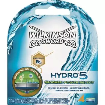 Лезвия для мужской бритвы Hydro 5 Power Select Groomer Wilkinson Sword, 4 шт.