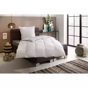 lgdrm пуховое одеяло + 3-камерная подушка «Тайвен, пуховое одеяло 135х200 см, 155х220 см, Made in Green», (экономный комплект, одеяло + подушка), 2 предмета, комплект с подушкой 40х80 см, 80х80 см, гипоаллергенный, белый