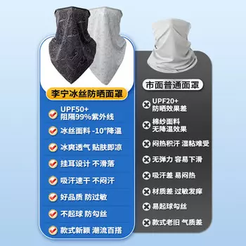 Li Ning (LI-NING) солнцезащитная маска, велосипедный шарф из ледяного шелка, шарф на шею, волшебный головной платок для мужчин и женщин, ветрозащитная и пылезащитная маска для езды на велосипеде, альпинизма, рыбалки