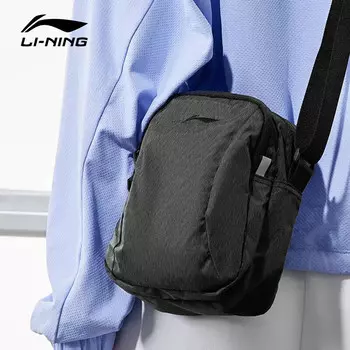 Li Ning (LI-NING) сумка через плечо мужская аутентичная серия для фитнеса черная светоотражающая спортивная сумка для бега повседневная сумка поясная сумка