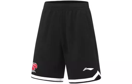 Li Ning ПОДКЛАДКА Мужские баскетбольные шорты, Черный (белый логотип)