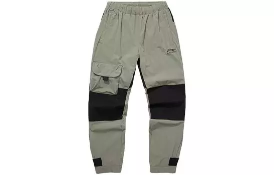 Li Ning ПОДКЛАДКА Мужские трикотажные спортивные штаны, Пыльный зеленый