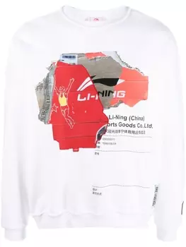 Li-Ning толстовка Cardboard с графичным принтом, белый