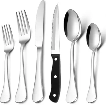 LIANYU Набор столовых приборов 18/10 из 40 предметов с 8 ножами для стейка