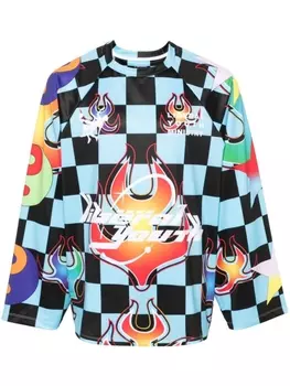 Liberal Youth Ministry клетчатая толстовка с графичным принтом, синий