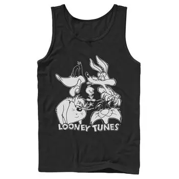 Лица мужских персонажей Looney Tunes Черно-белая майка Licensed Character