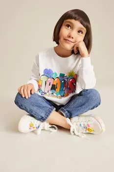 Лицензионная футболка с длинными рукавами и манжетами Next, белый