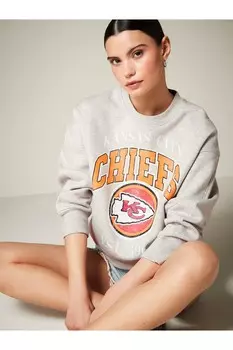 Лицензия Nfl American Kansas City Chiefs Heavyweight свитшот с графическим слоганом Next, серый