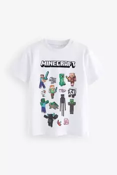 Лицензированная футболка с короткими рукавами и принтом персонажей Minecraft (от 3 до 16 лет) Next, белый