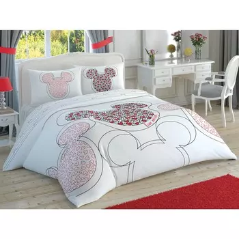 Лицензированный Tac Комплект постельного белья Disney Love Mickey Glow с двойным пододеяльником