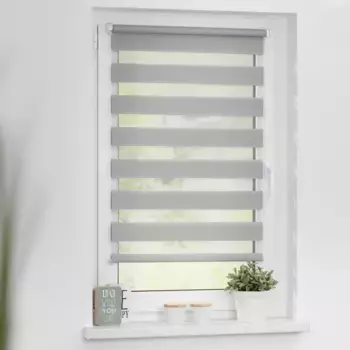 LICHTBLICK ORIGINAL двойные рулонные шторы «Duo Roller Blind Klemmfix, без сверления, с креплением», полупрозрачные, с креплением, легкая установка зажима без сверления. Подходит для окон и дверей, цвет grau + wei