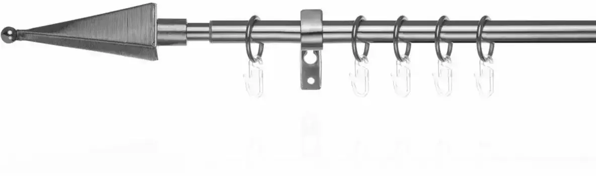 LICHTBLICK ORIGINAL Карниз "Карниз-пирамида, 16 мм, выдвижной 130 - 240 см", 1 направляющая, выдвижной, однонаправленный карниз с кольцами для штор и жалюзи 130–240 см, 16мм, цвет edelstahlfarben