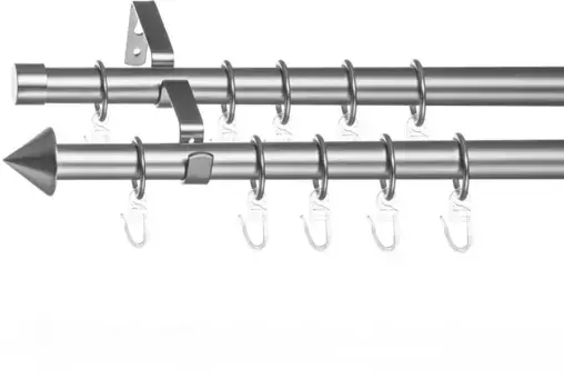 LICHTBLICK ORIGINAL Карниз "Конус карниза, 20 мм, выдвижной, 2 направляющие 130–240 см, хром ", 2 направляющие, выдвижной, двойной карниз с кольцами для штор и жалюзи 130–240 см, 20 мм, цвет matt