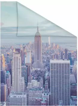 LICHTBLICK ORIGINAL оконная пленка "New York", 1 шт., непрозрачная, структурированные клейкие точки, самоклеящаяся, защита конфиденциальности 100х180 см, синий/оранжевый/серый
