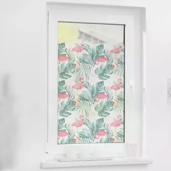 LICHTBLICK ORIGINAL оконная пленка "Оконная пленка самоклеящаяся, защита частной жизни, фламинго - розово-зеленый", 1 шт., непрозрачная, гладкая, статически клейкая 50х50 см, розовый/зеленый