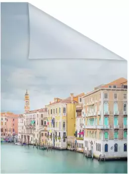 LICHTBLICK ORIGINAL оконная пленка "Венеция", 1 шт., непрозрачная, структурированные клейкие точки, самоклеящаяся, защита конфиденциальности 100х100 см, синий/оранжевый/бирюзовый