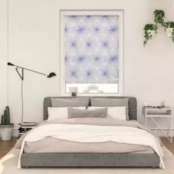 LICHTBLICK ORIGINAL Рулонная штора с боковым открыванием «Rollo Klemmfix, без сверления, непрозрачная, цветочное колесо - синий», непрозрачная, защитная перегородка, свободно висит, цвет blau + wei