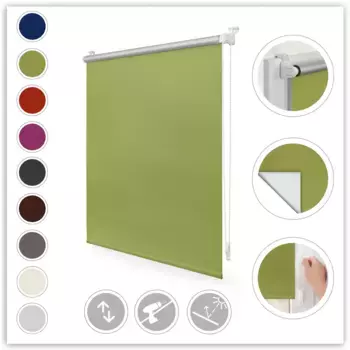LICHTBLICK ORIGINAL рулонная штора с боковым подъемом «Klemmfix термозащита», затемнение, энергосберегающее покрытие Pearl Reflex, без сверления, свободно висит, с термопокрытием, цвет grn + grn