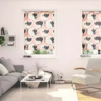 LICHTBLICK ORIGINAL рулонная штора с боковым подъемом «Rollo Klemmfix, без сверления, непрозрачная, Jumbo Flowers on Salmon - Red», непрозрачная, защита от бликов, свободно висит, цвет rot + wei